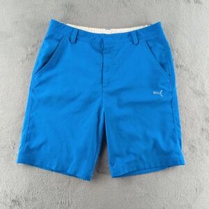 Puma Shorts Mens 32 Blue Stretch Chino Golf Casual Performance Polyester Pockets